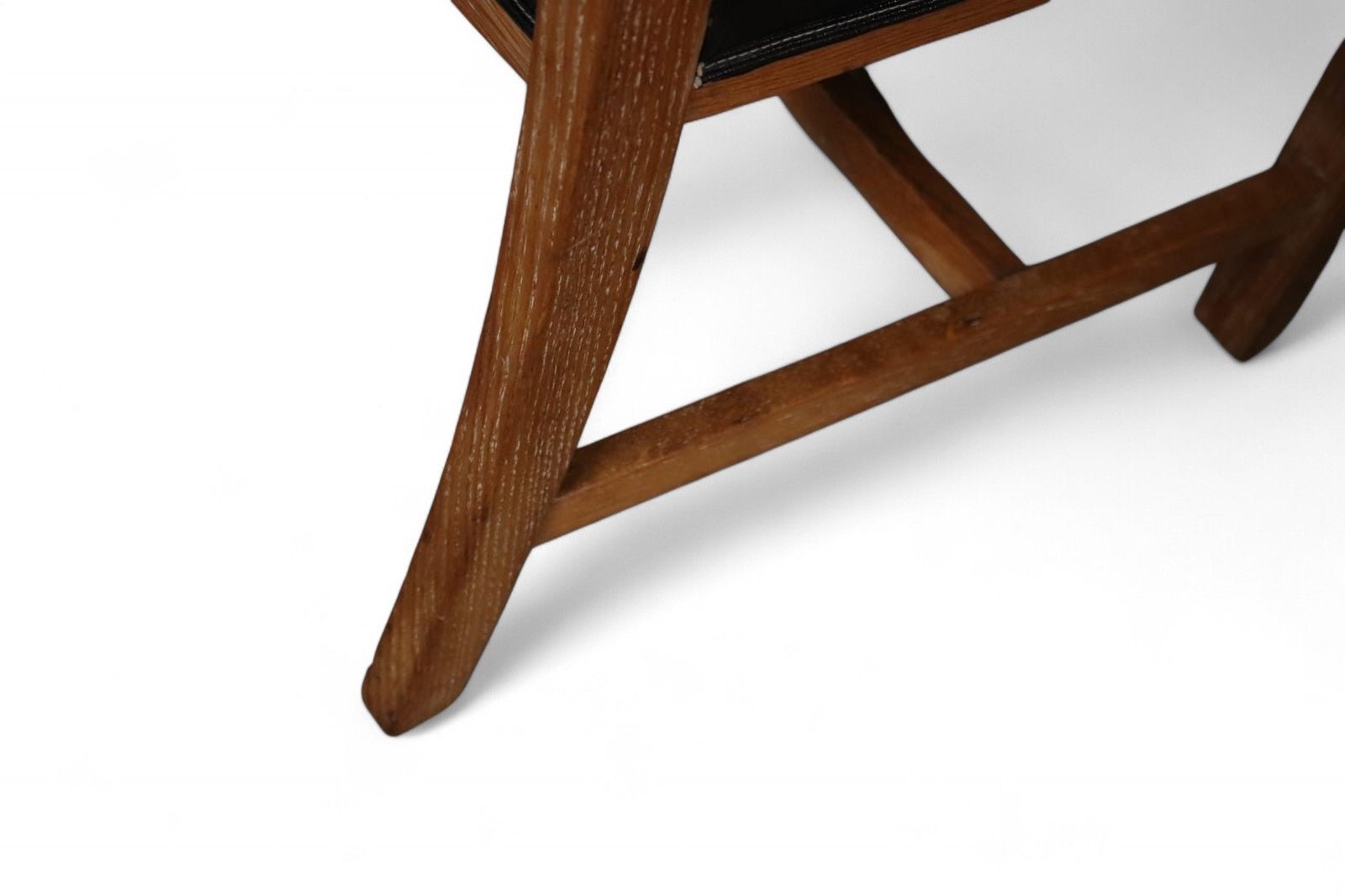 ​Art Deco Oak Desk Chair Heal’s Style 1930s Library Armchair Black Vinyl Office photo for sale