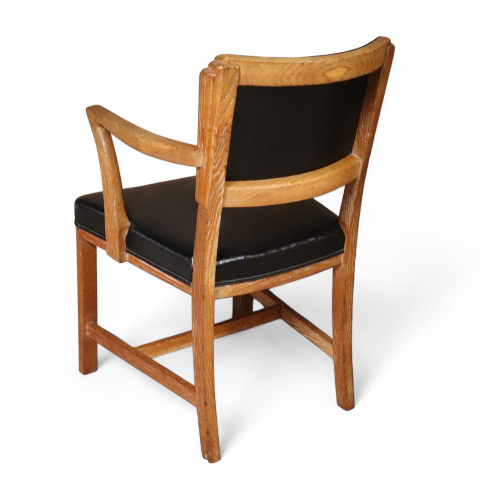 photo for sale ​Art Deco Oak Desk Chair Heal’s Style 1930s Library Armchair Black Vinyl Office