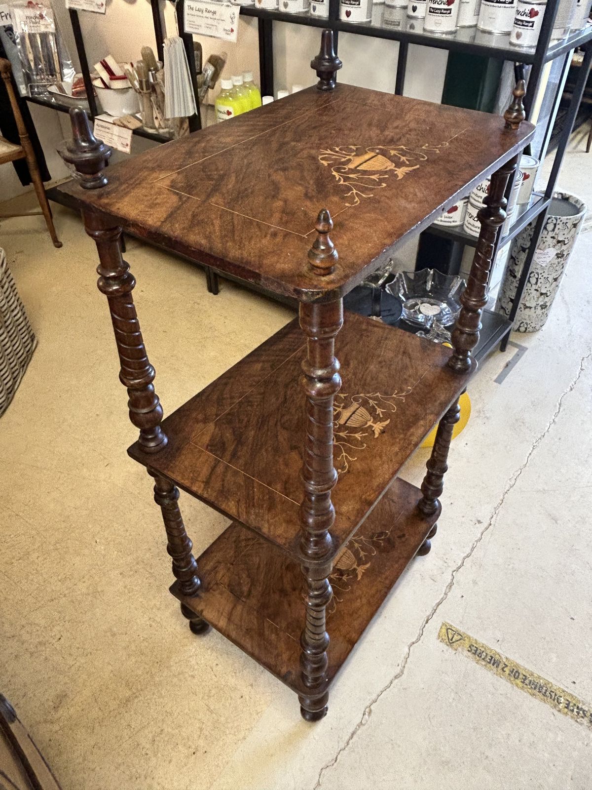 photo furniture Antique Inlaid Mahogany What Not On Castors