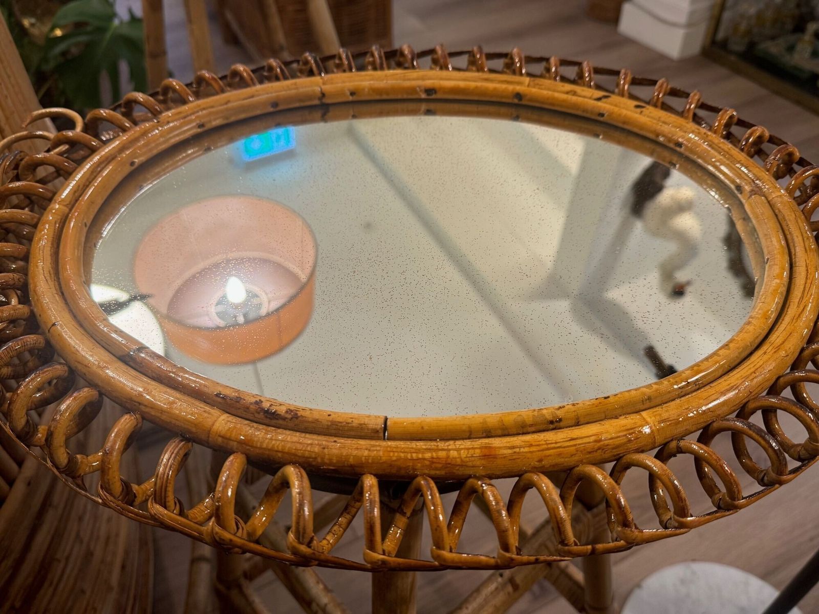 Home Decor An Italian 1960's Bamboo Spiral Framed Mirror By Franco Albini For Bonacina photo