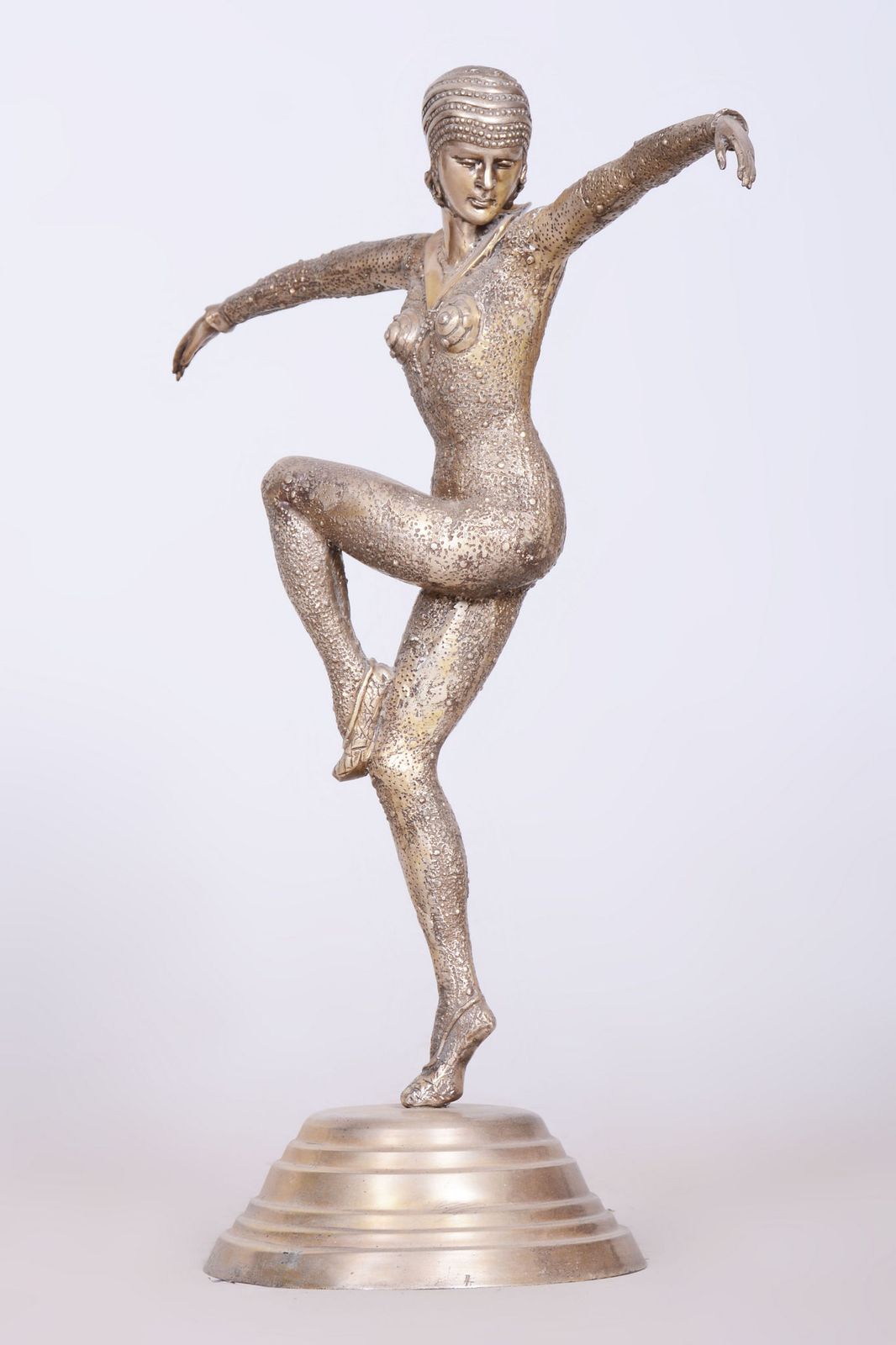 Original Art Deco Sclpture Of Dancer, By D. Chipăruș, Metal, France, 1930s photo Home Decor