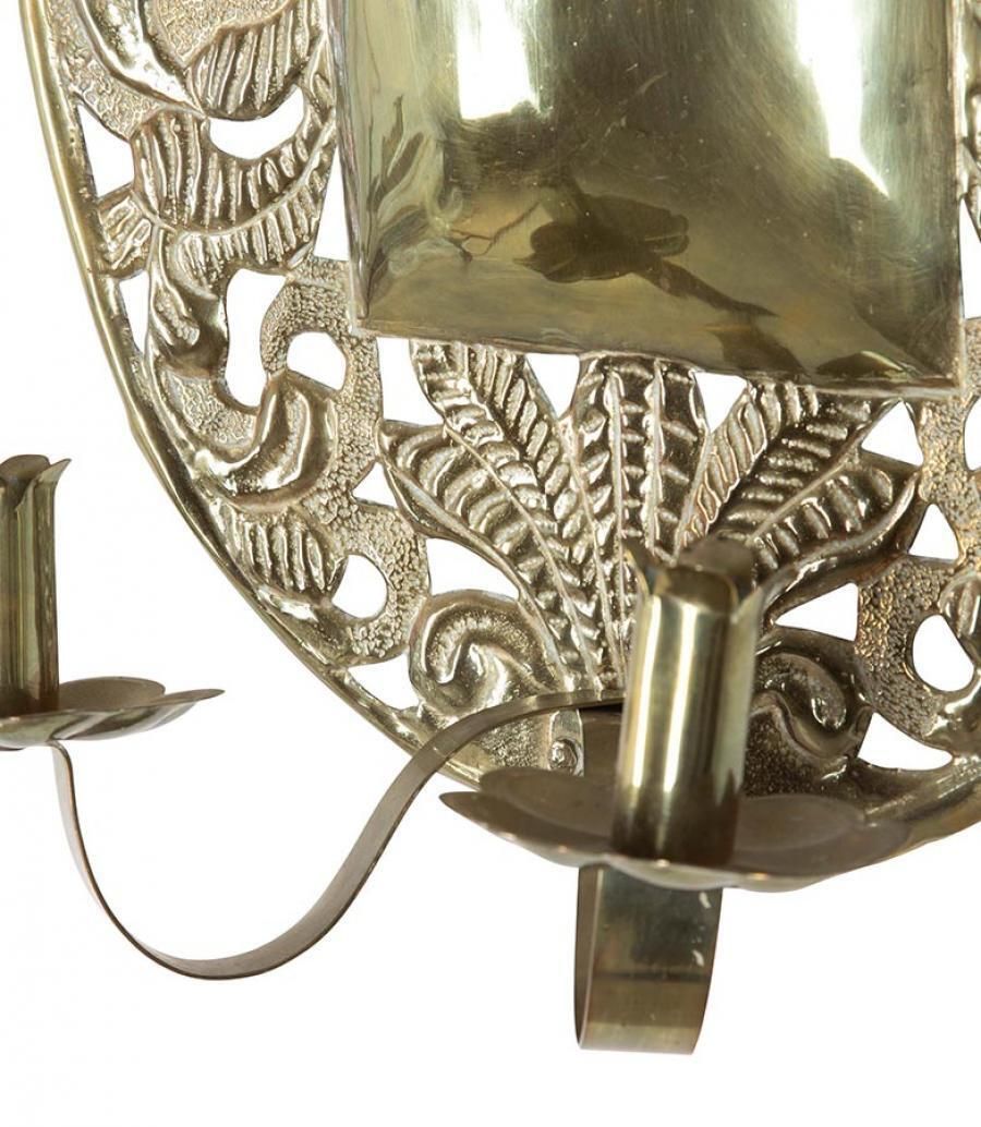 Pair Of 19th Century Swedish Pressed Brass Wall Sconces photo 1500.0