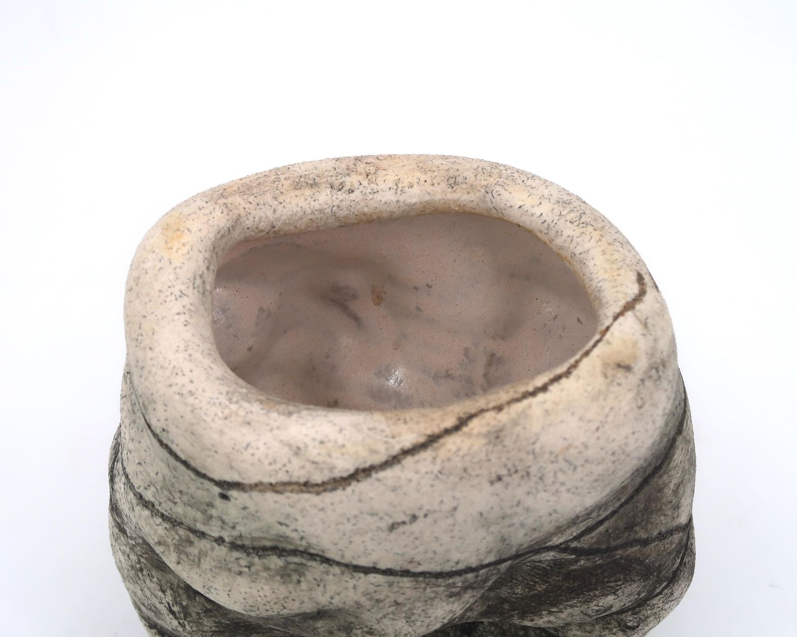Frans Sculpturaal Keramisch Vaasje Versierd Met Gezichten En Met Een Opening, Jaren 1980 / Grijs, Art, Artist, Home Decor, Sculpture photo for sale