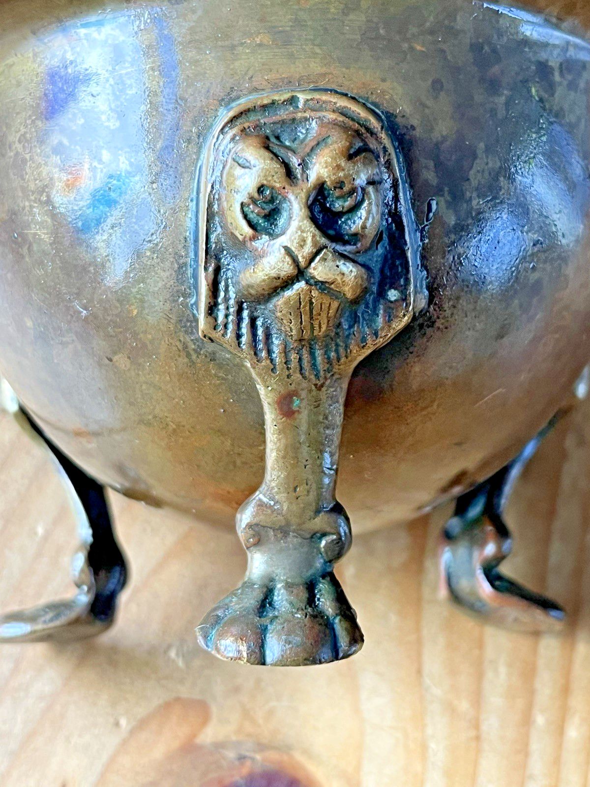 photo buy Antique 19th C Bronze Brass Monkey Mask Lion Footed Plant Pot Planter Cachepot