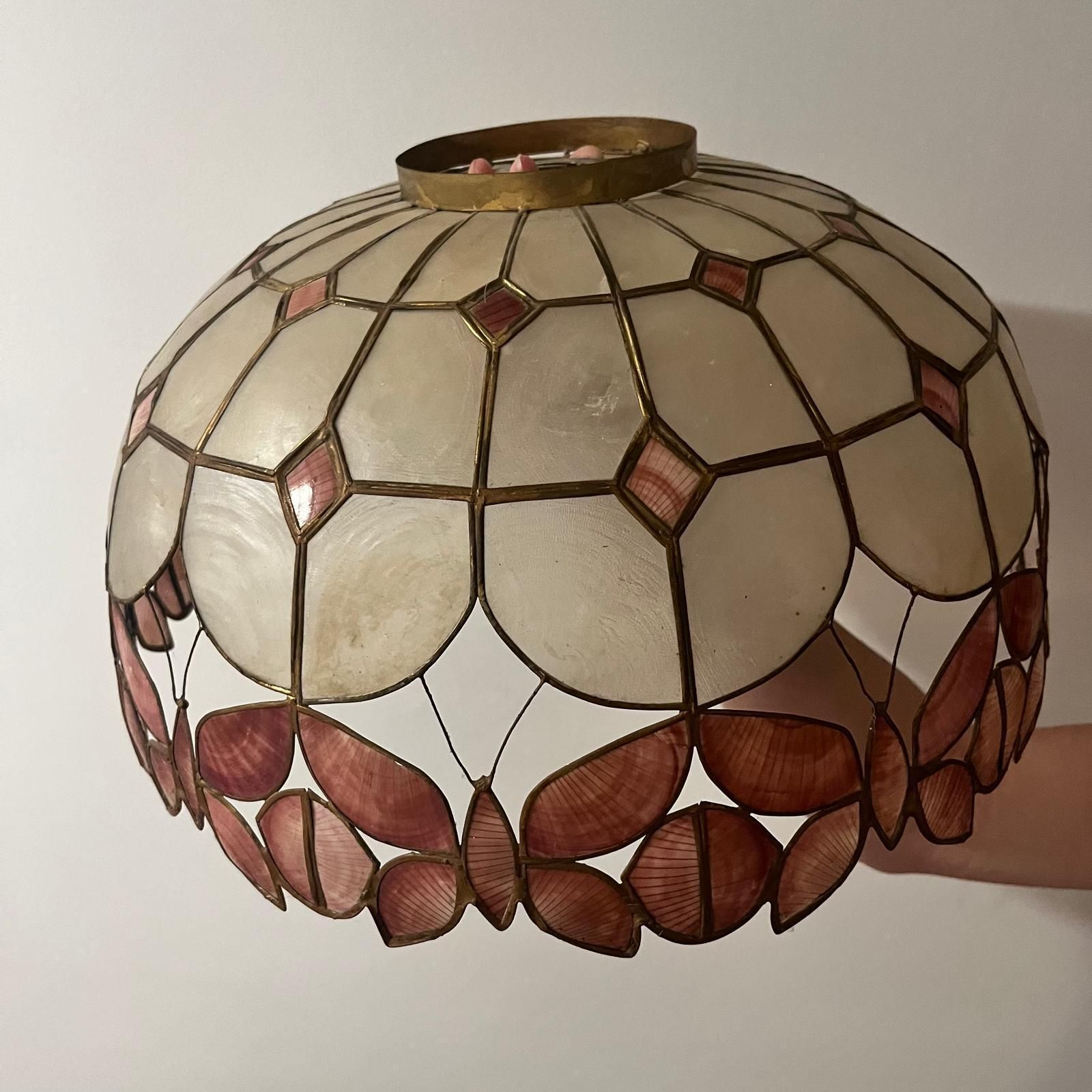 Vintage Capiz Lampshade With Butterfly Detailing photo for sale