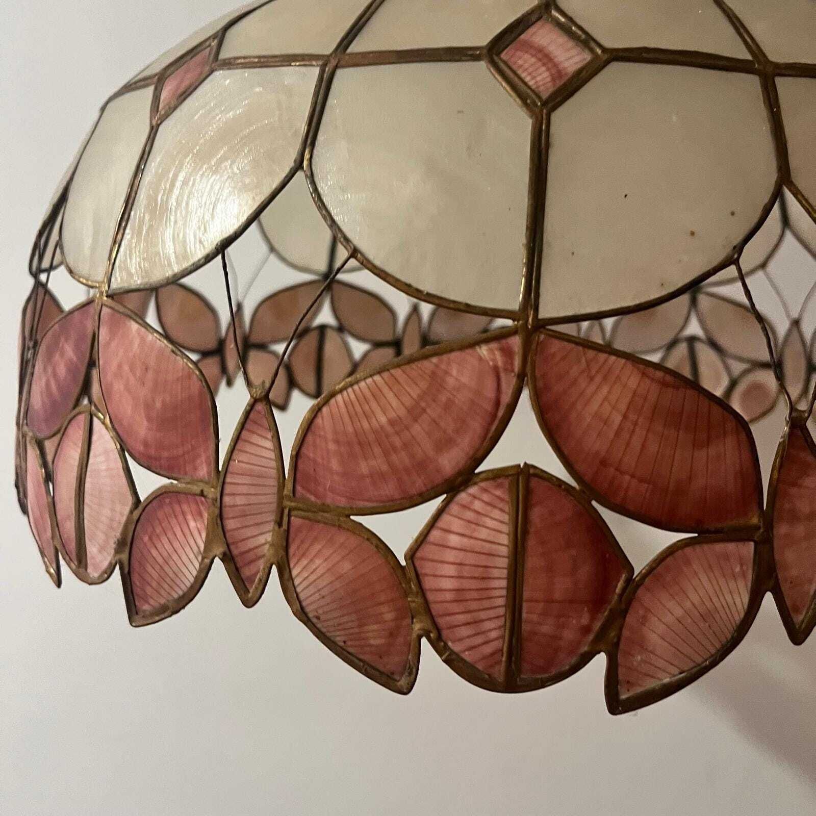Vintage Capiz Lampshade With Butterfly Detailing photo vinterior