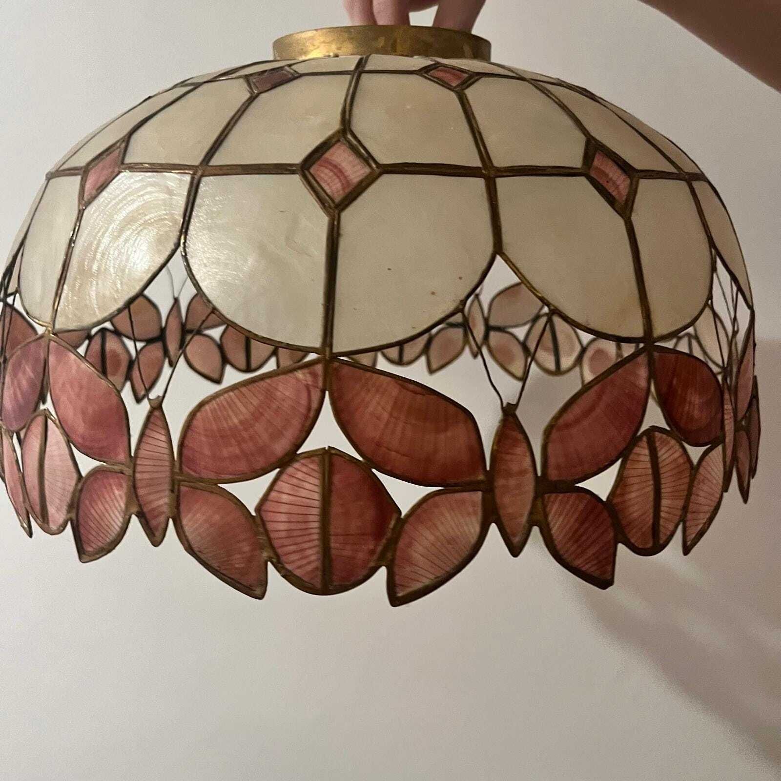 Vintage Capiz Lampshade With Butterfly Detailing photo buy