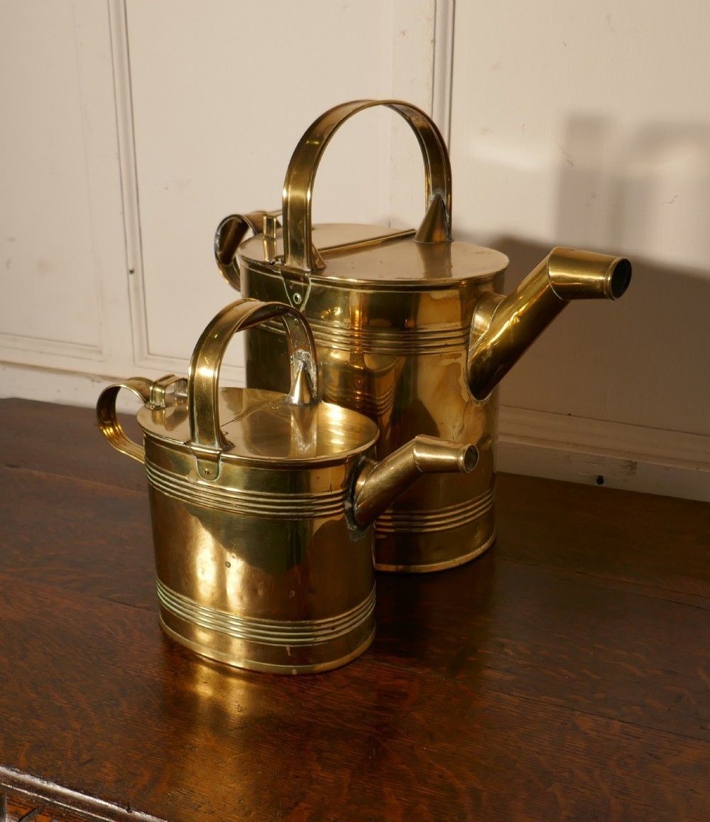 Set Of 2 Victorian Brass Hot Water Jugs