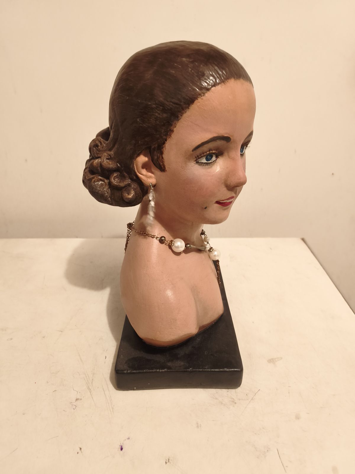 Plaster Bust Of A Woman, Signed Renet photo furniture