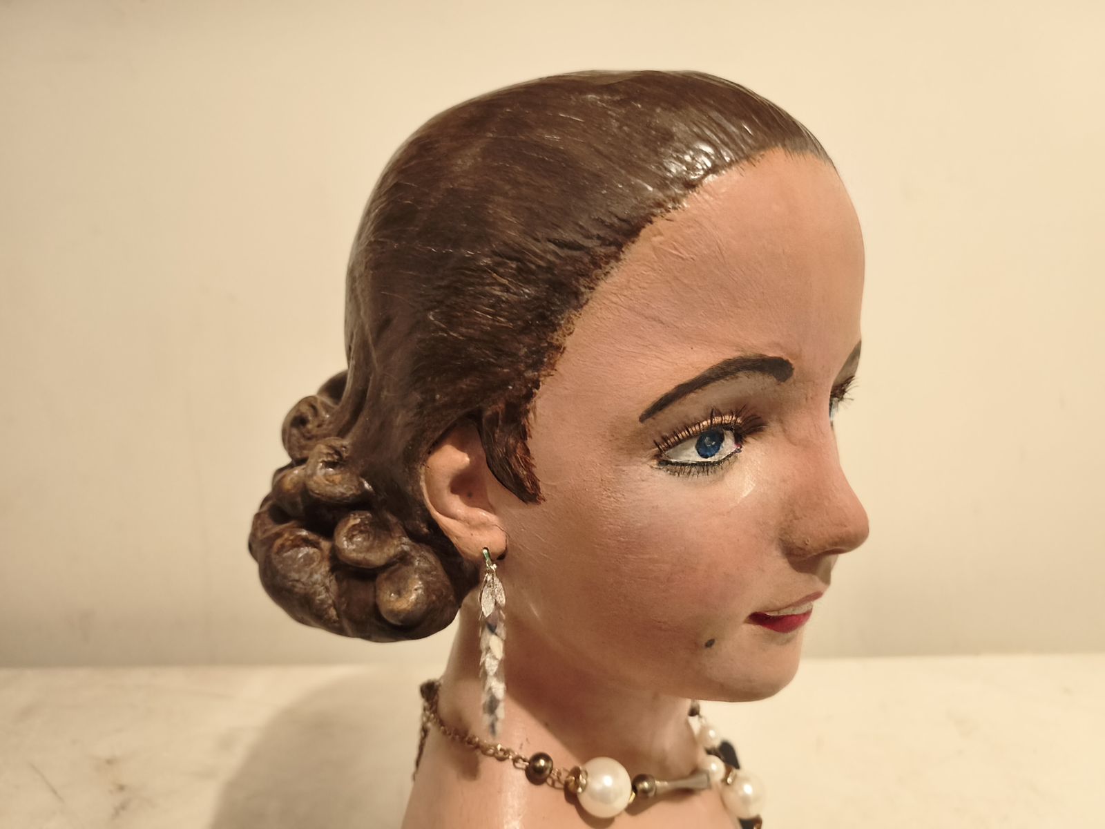Art Plaster Bust Of A Woman, Signed Renet photo