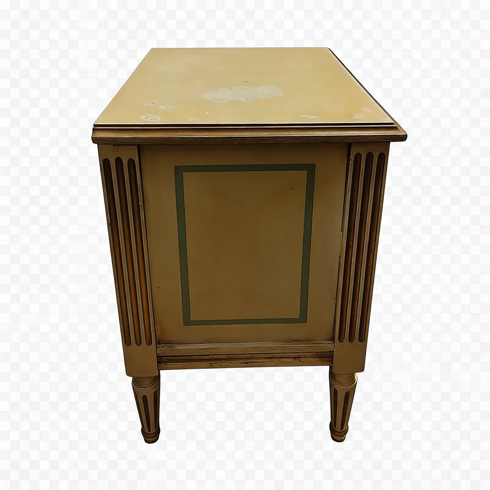 Antique Polychrome Bedroom With Decorated Headboard And Matching Bedside Tables photo Furniture