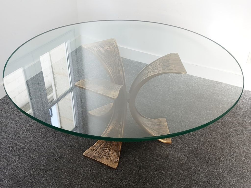 Vintage 1960 Bronze & Glass Coffee Table Dlg Luciano Frigerio Willy Ceyssens photo buy