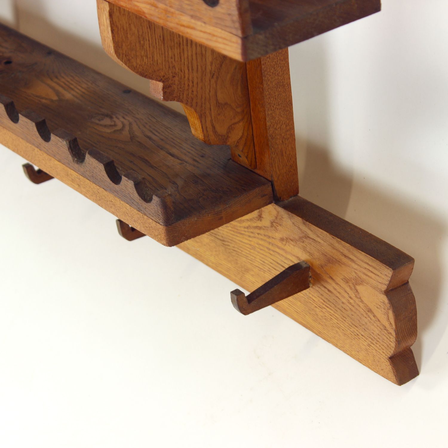 Mid Century Folk Art Wooden Wall Shelf, Czechoslovakia, 1950s photo vinterior