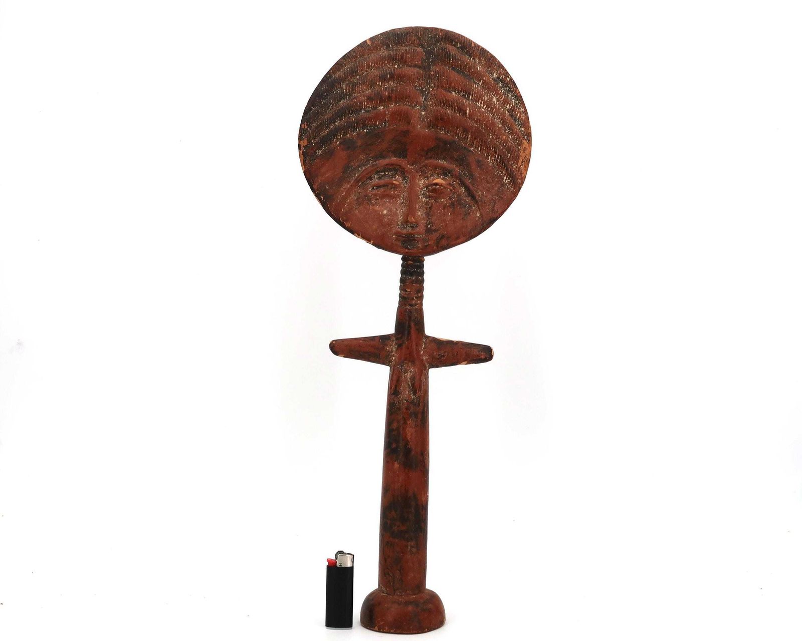 Large Wooden African Ashanti Akuaba Doll Statue, Fertility Goddess From Ghana 1980s / Africa, Totem, Wood, Art, Home Decor photo for sale