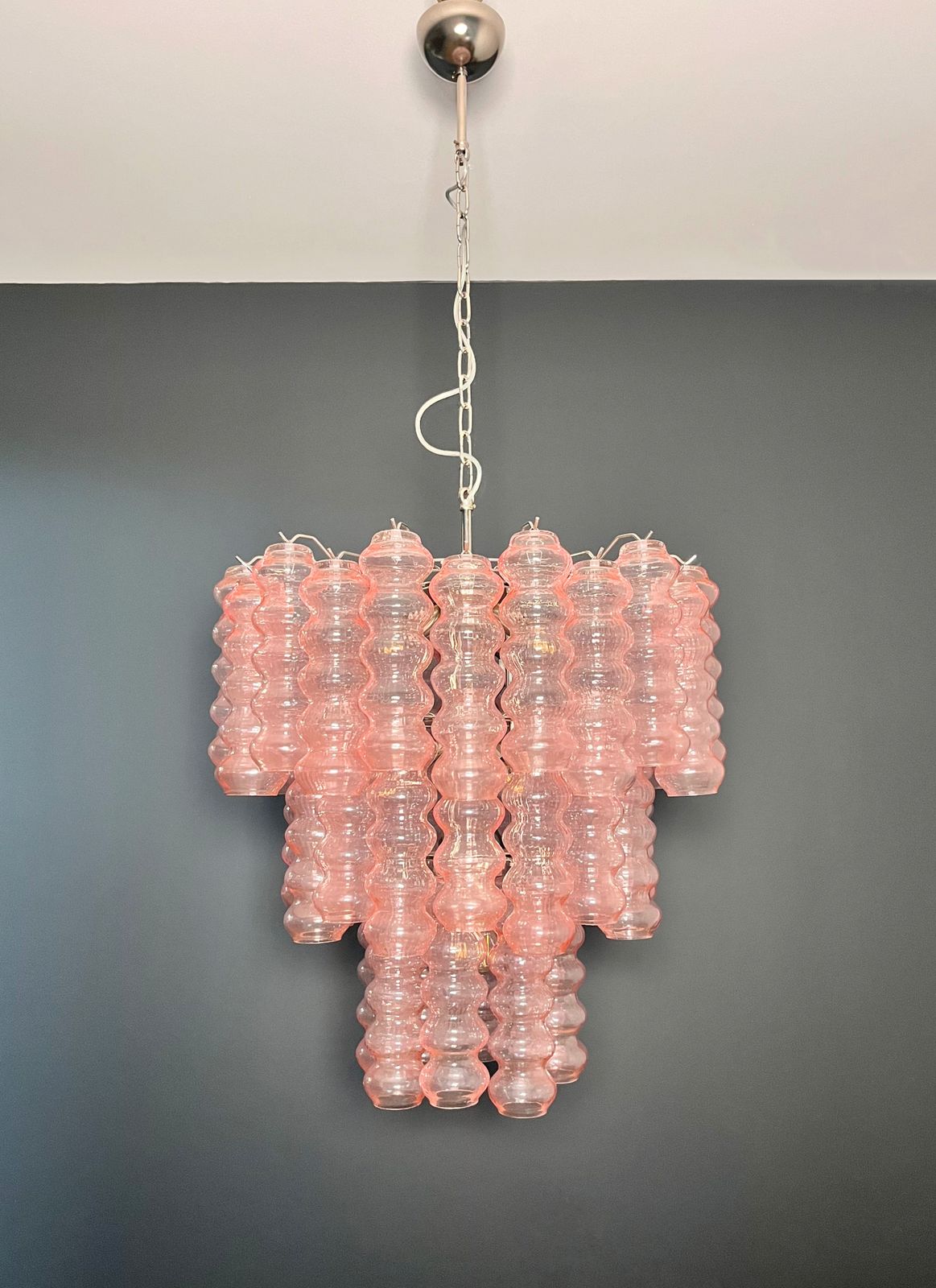 Three Tier Murano Glass Tube Chandelier   48 Pink Glasses photo 1270.0