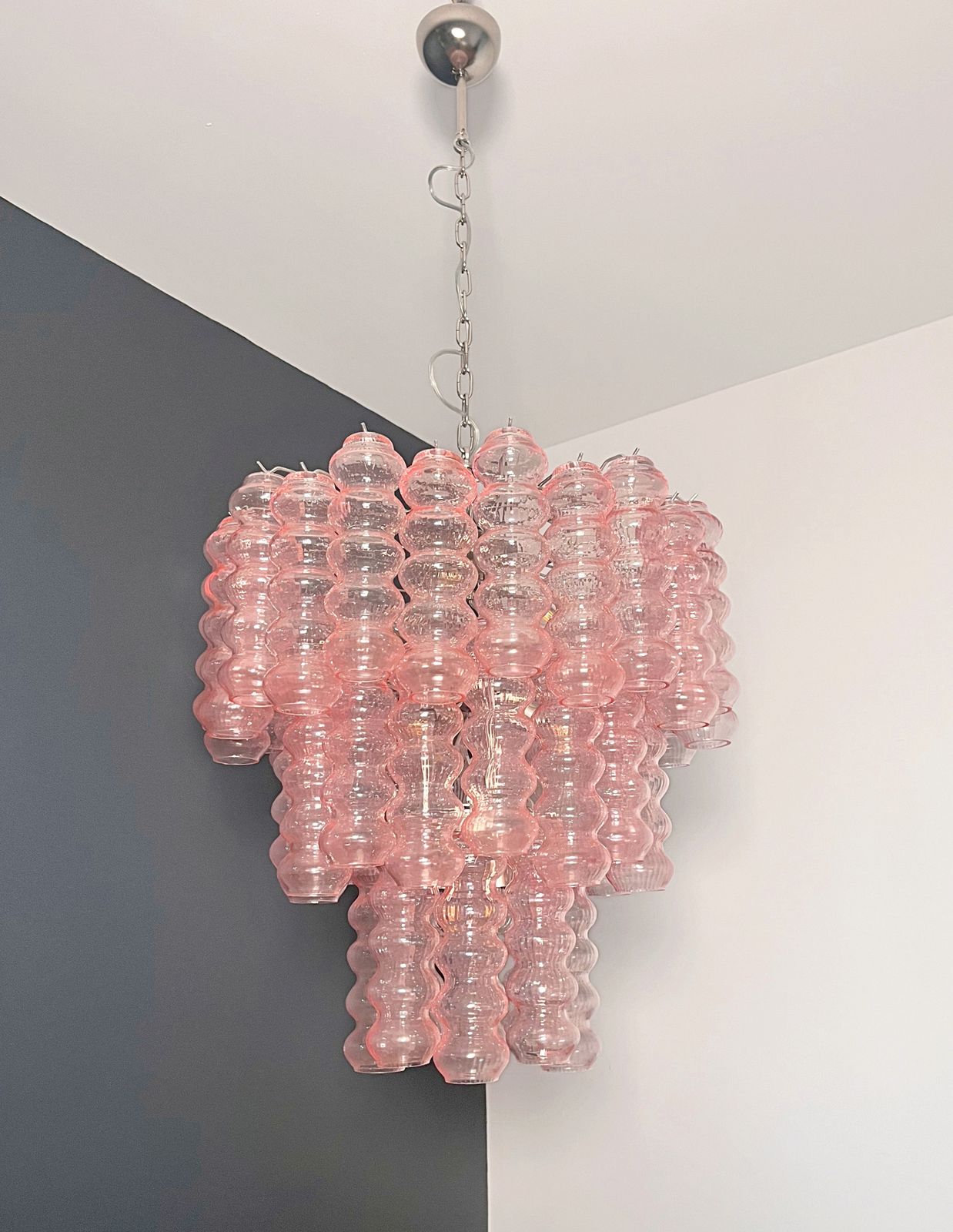 Three Tier Murano Glass Tube Chandelier   48 Pink Glasses photo buy