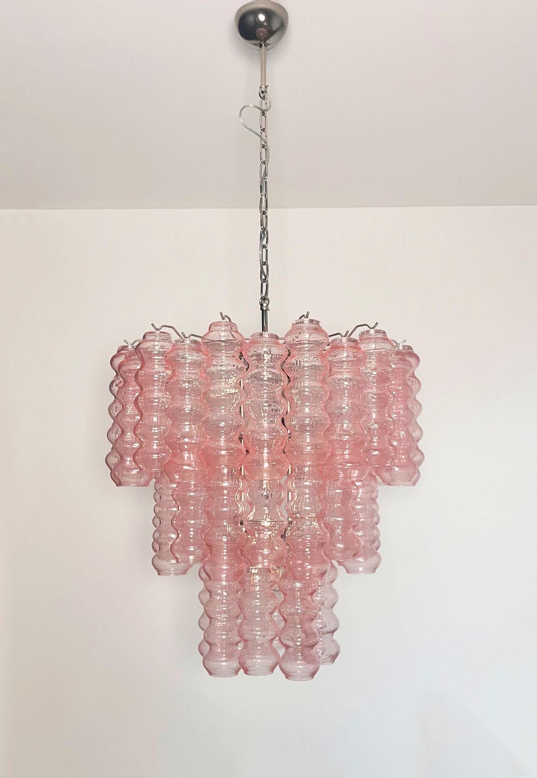 photo furniture Three Tier Murano Glass Tube Chandelier   48 Pink Glasses