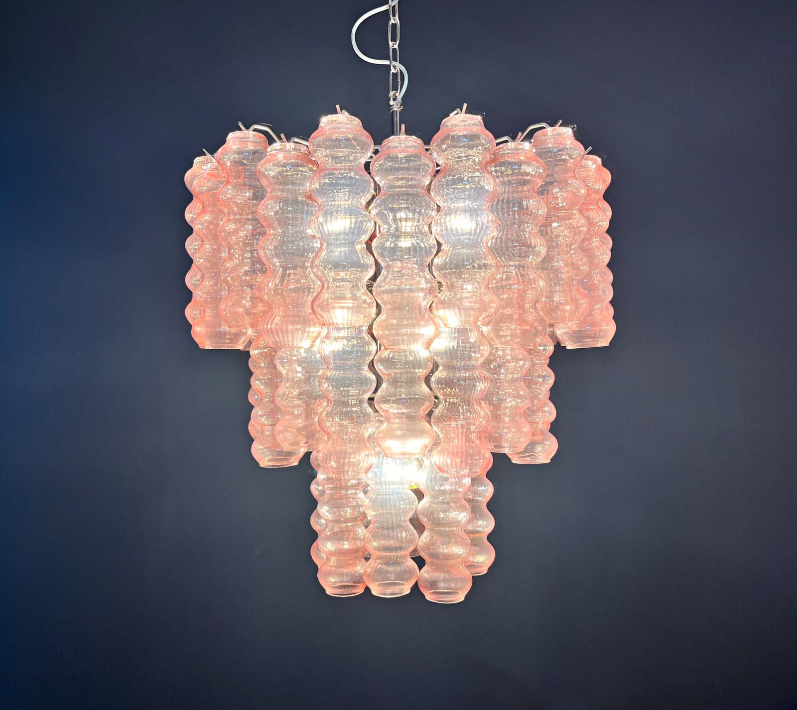 photo vinterior Three Tier Murano Glass Tube Chandelier   48 Pink Glasses