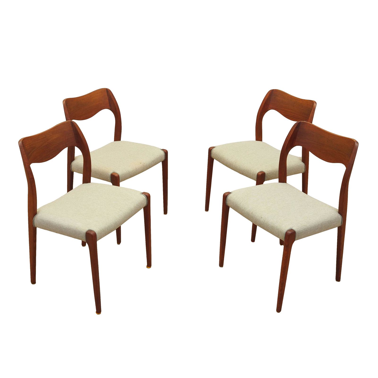 Set Van Vier Teakhouten Stoelen, Deens Design, Ca. Jaren 1960, Ontwerper: Niels Otto Møller