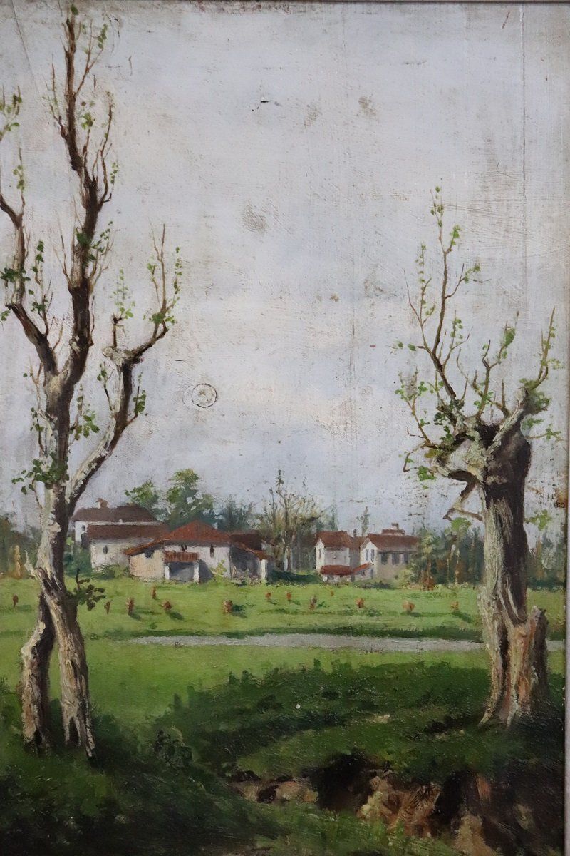 Countryside Landscapes, Oil Paintings On Board, Early 20th Century, Framed, Set Of 2 photo for sale
