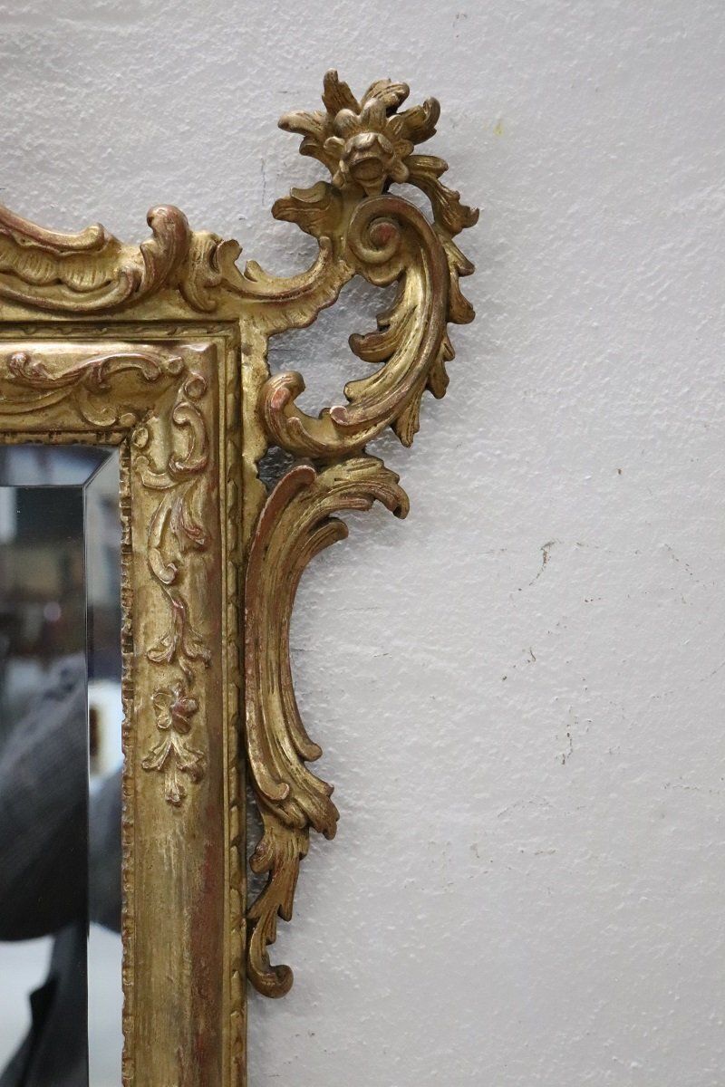 Carved And Gilded Wood Wall Mirror, Early 20th Century photo vinterior