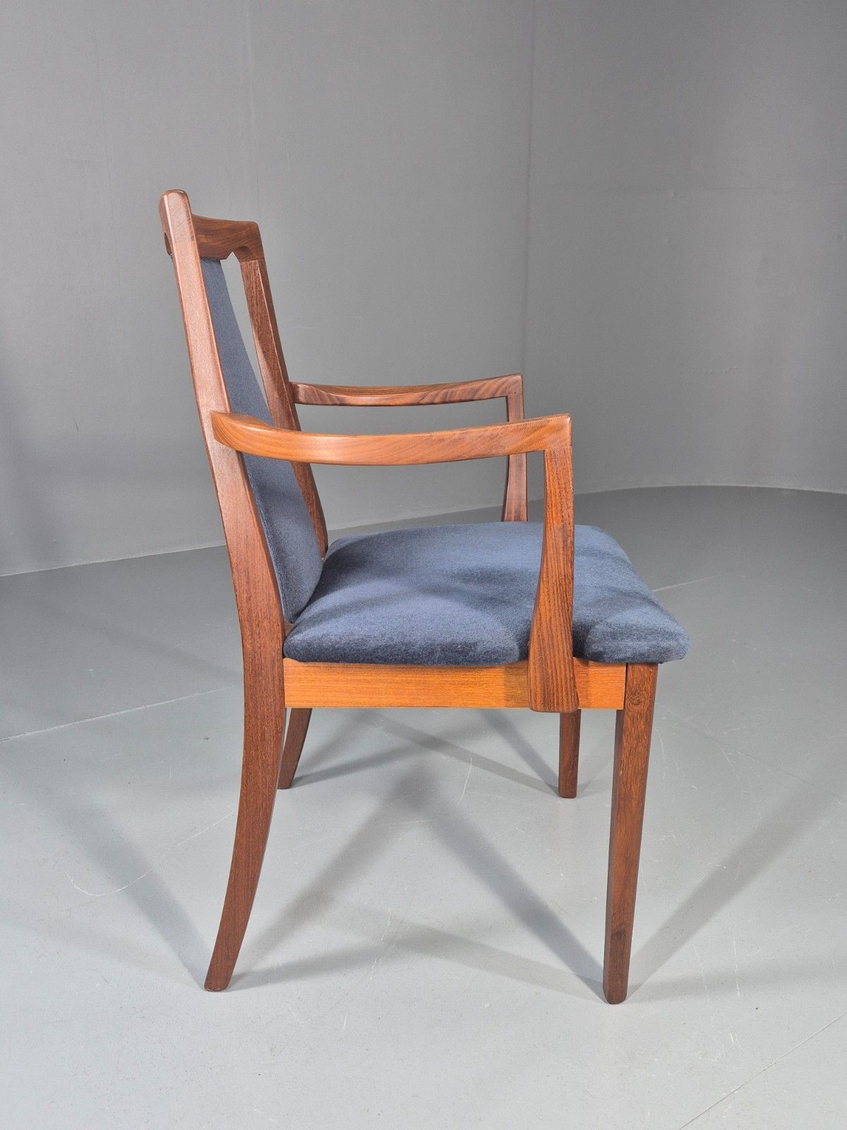 Vintage G Plan Carver Chair 1980s Retro Teak Blue Velour Eb11526 Mdin photo vinterior
