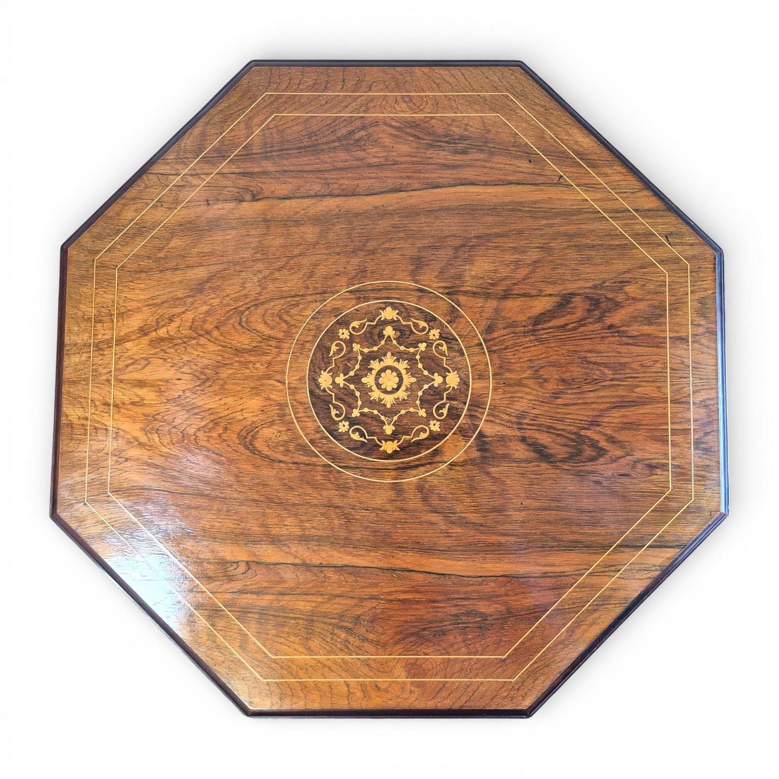 Late Victorian Rosewood Inlaid Occasional Table | Octagonal Antique Side Table C1890 photo Furniture