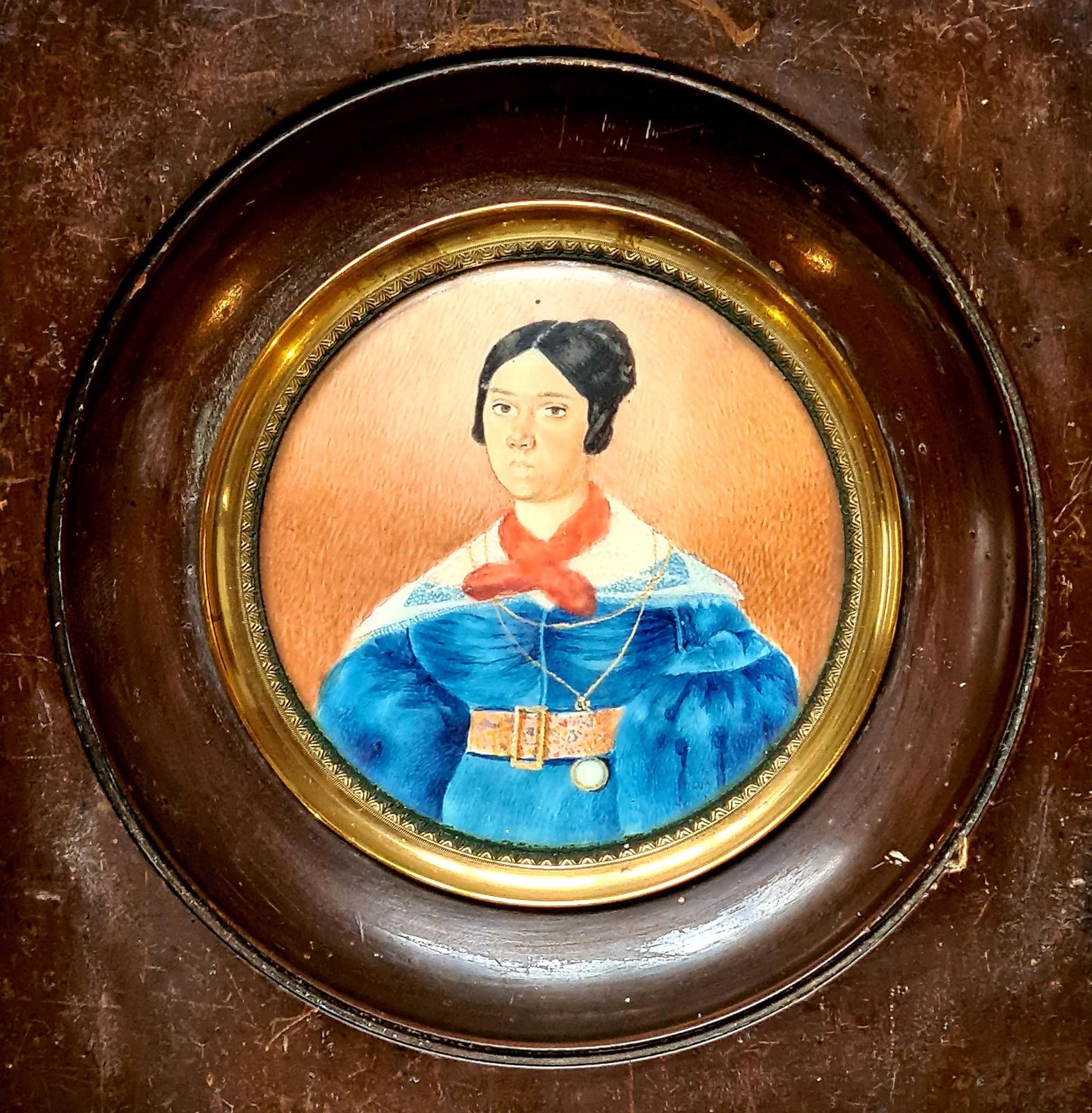 19th C French Portrait Miniature, A Fashionable Lady, After Jean Baptiste Isabey photo furniture