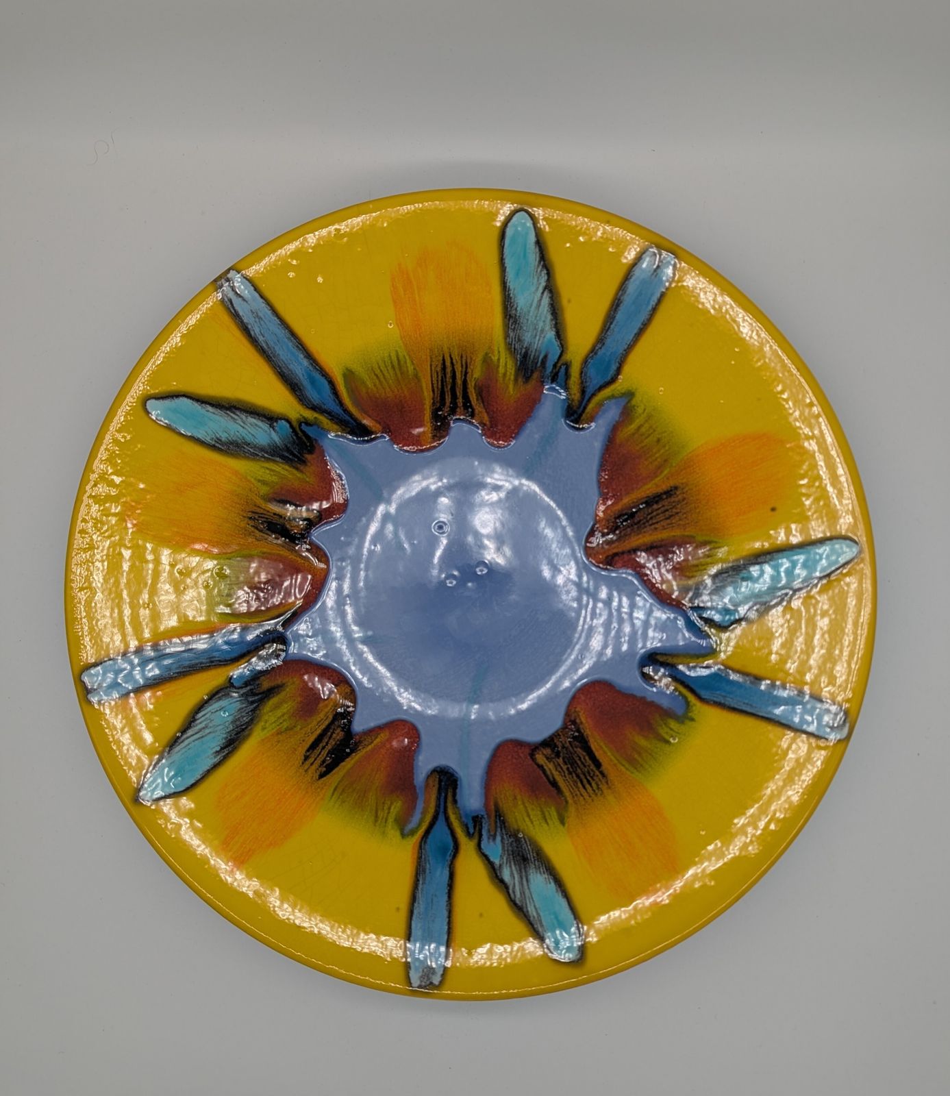 Large Poole Pottery Charger, Delphis Inspired, Late 1990s. Hand Painted And Signed photo furniture