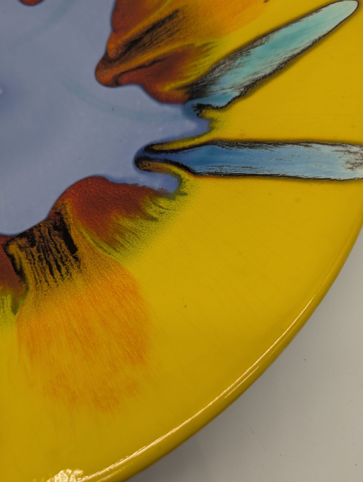Large Poole Pottery Charger, Delphis Inspired, Late 1990s. Hand Painted And Signed photo 225.0