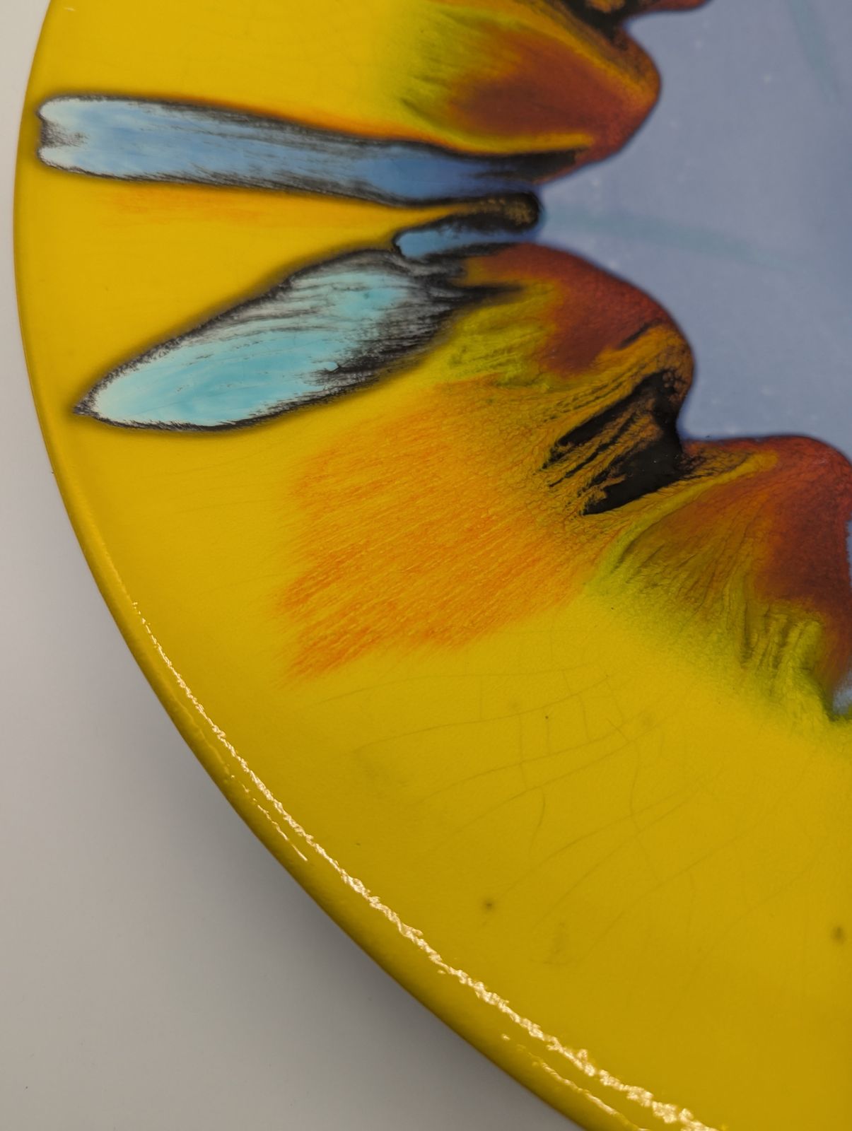 Large Poole Pottery Charger, Delphis Inspired, Late 1990s. Hand Painted And Signed photo buy