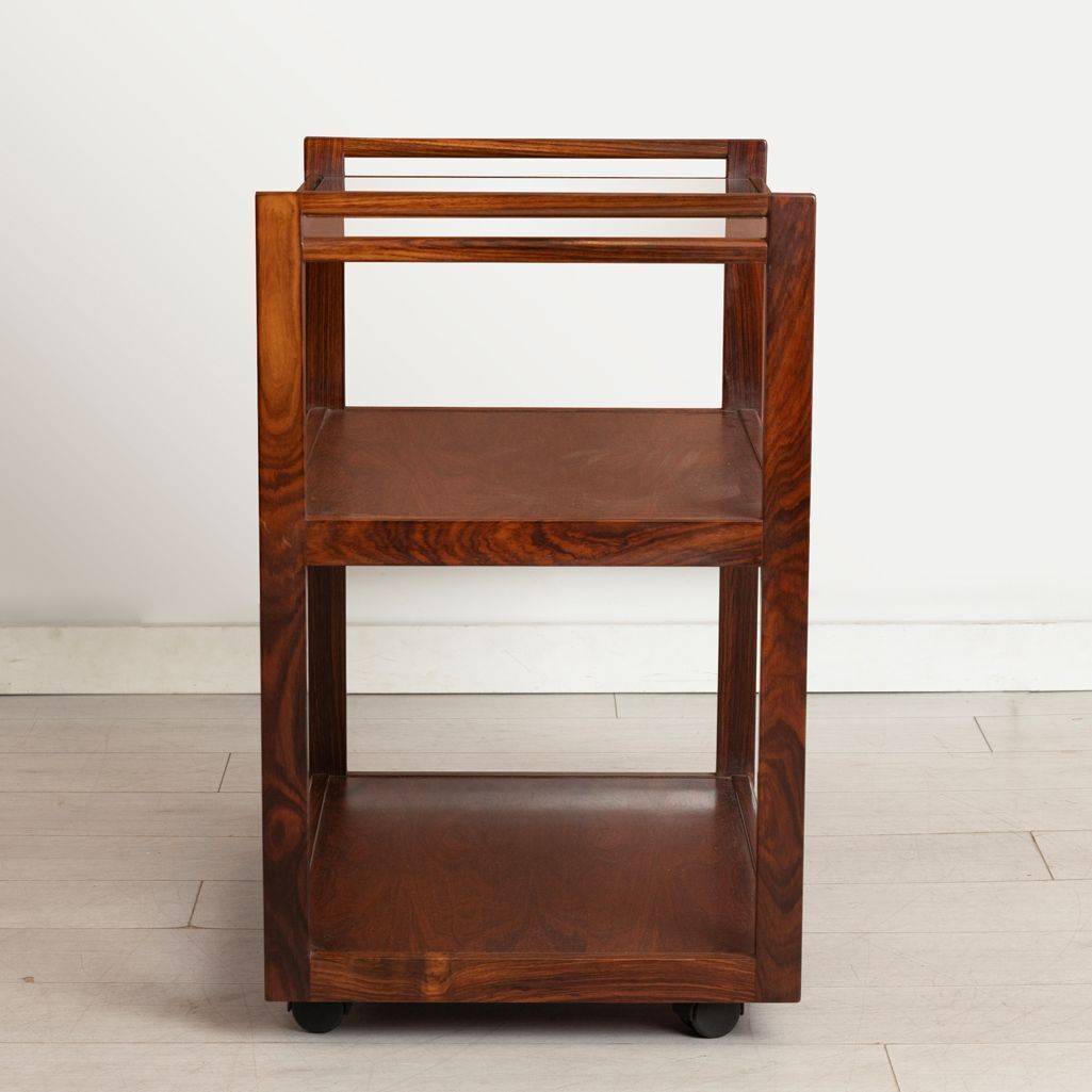 Rosewood & Glass 3 Tier Drinks Trolley By Litton Furniture For Heals C.1975 photo for sale