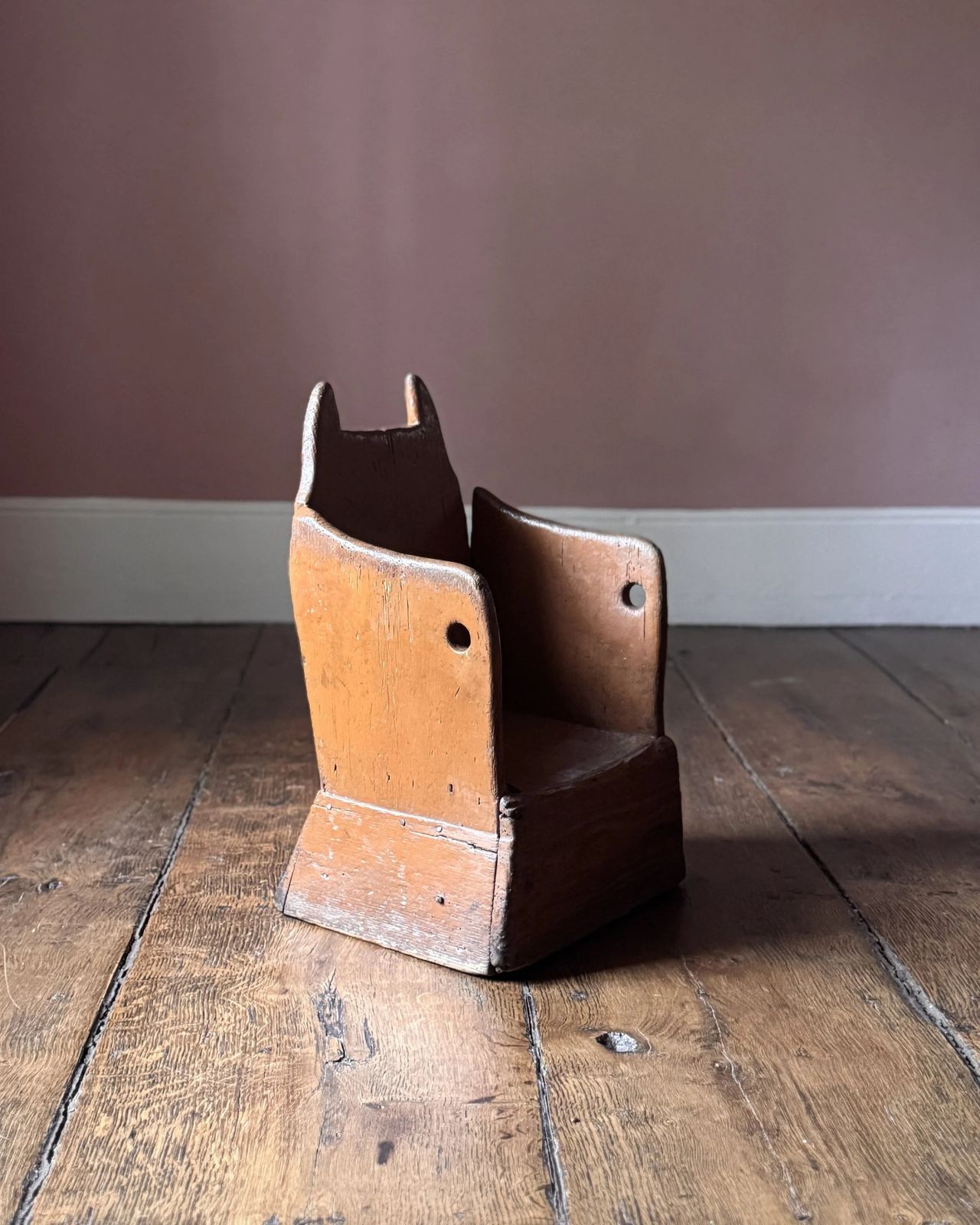 Primitive 19th Century Welsh Child's Lambing Chair photo vintage