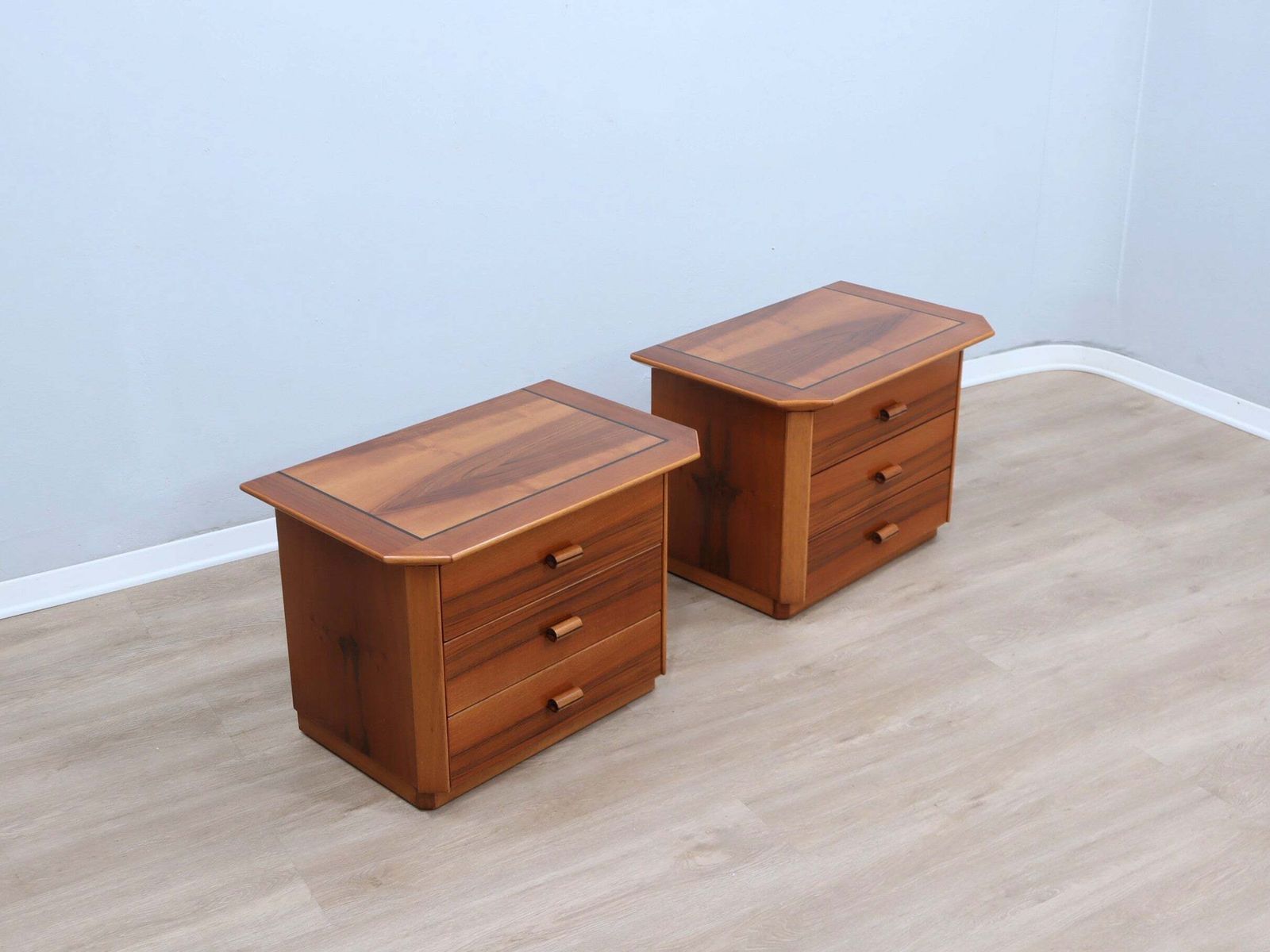 Pair Of Solit Walnut Nightstands Bedside Table Late 1970s photo Furniture