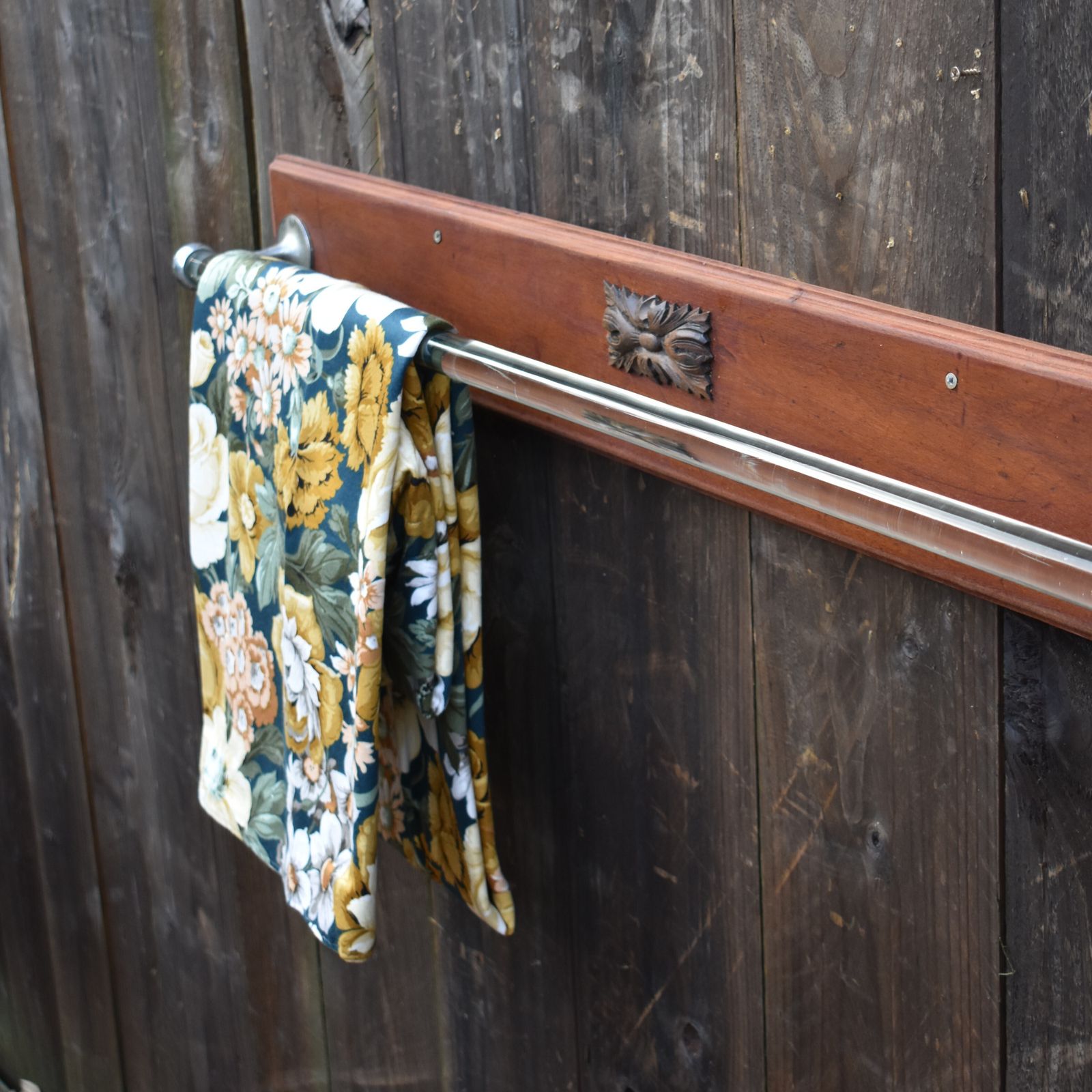photo for sale Antique 1930 Art Deco French Acanthus Glass Nickel Plated Gallery Bar Towel Rail