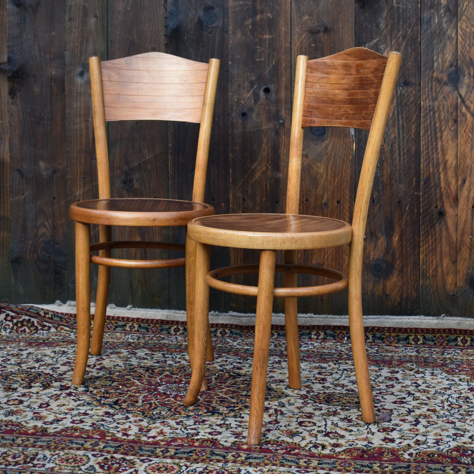 Antique Original Fischel Czech Bentwood Thonet Style Cafe Bistro Chairs Pair photo furniture
