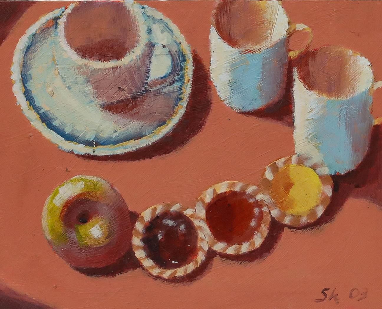 Framed Contemporary Oil Still Life With Jam Tarts photo furniture
