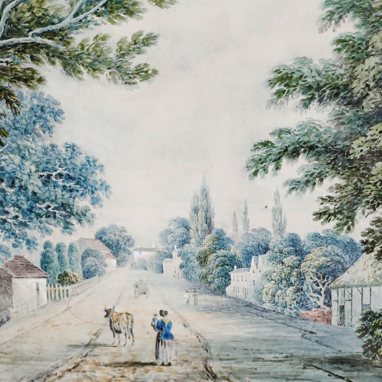 19th Century Watercolour View Along The Street photo Art
