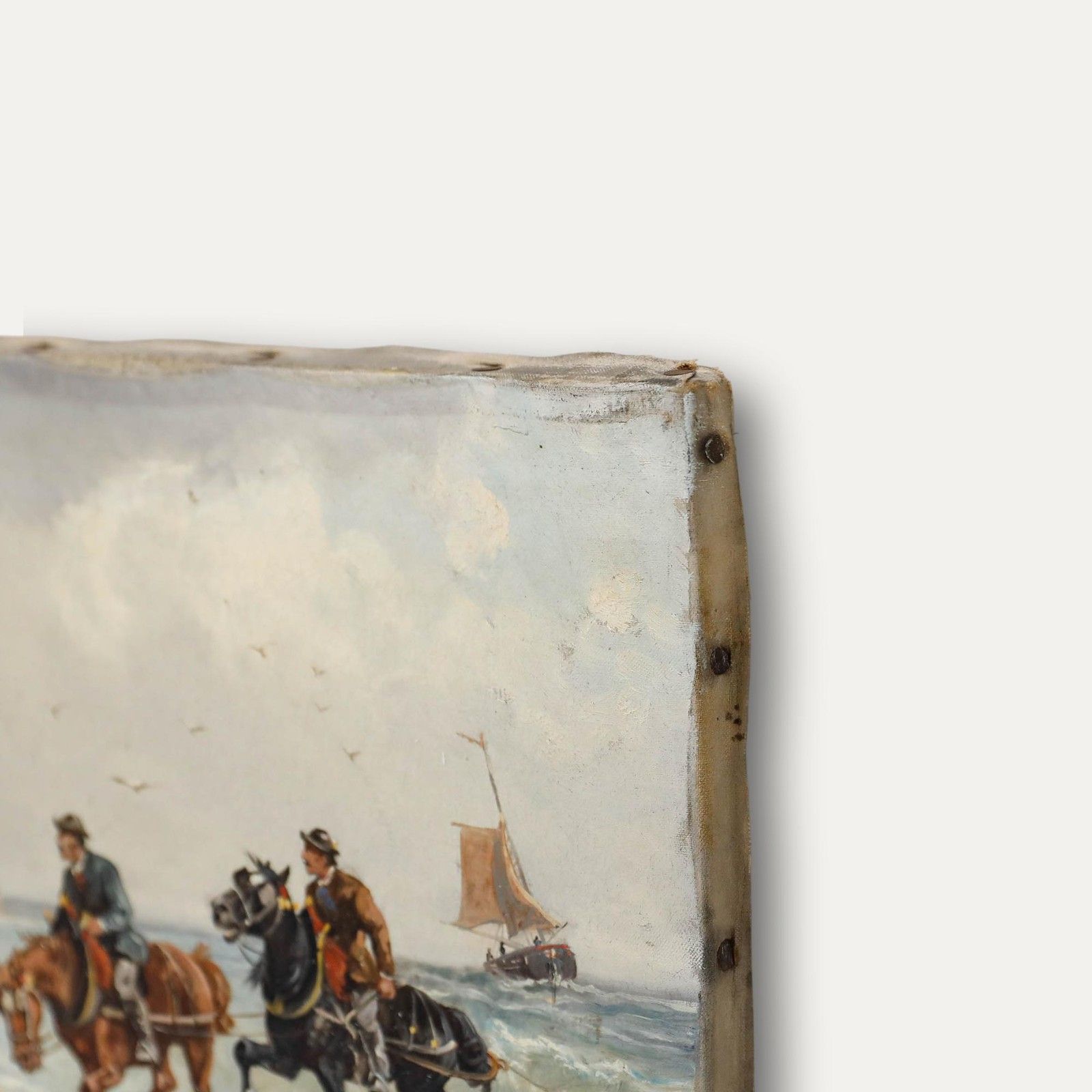 J. Ferry Late 19th Century Oil, Working Horses On Duty photo 250.0