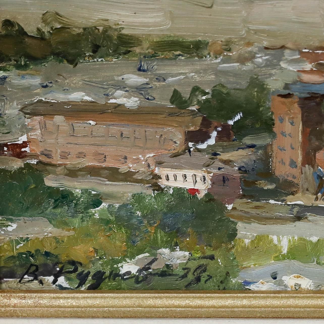 Vasily Filipovich Rudnev (1928 2018) 1959 Oil, Industrial City photo vinterior
