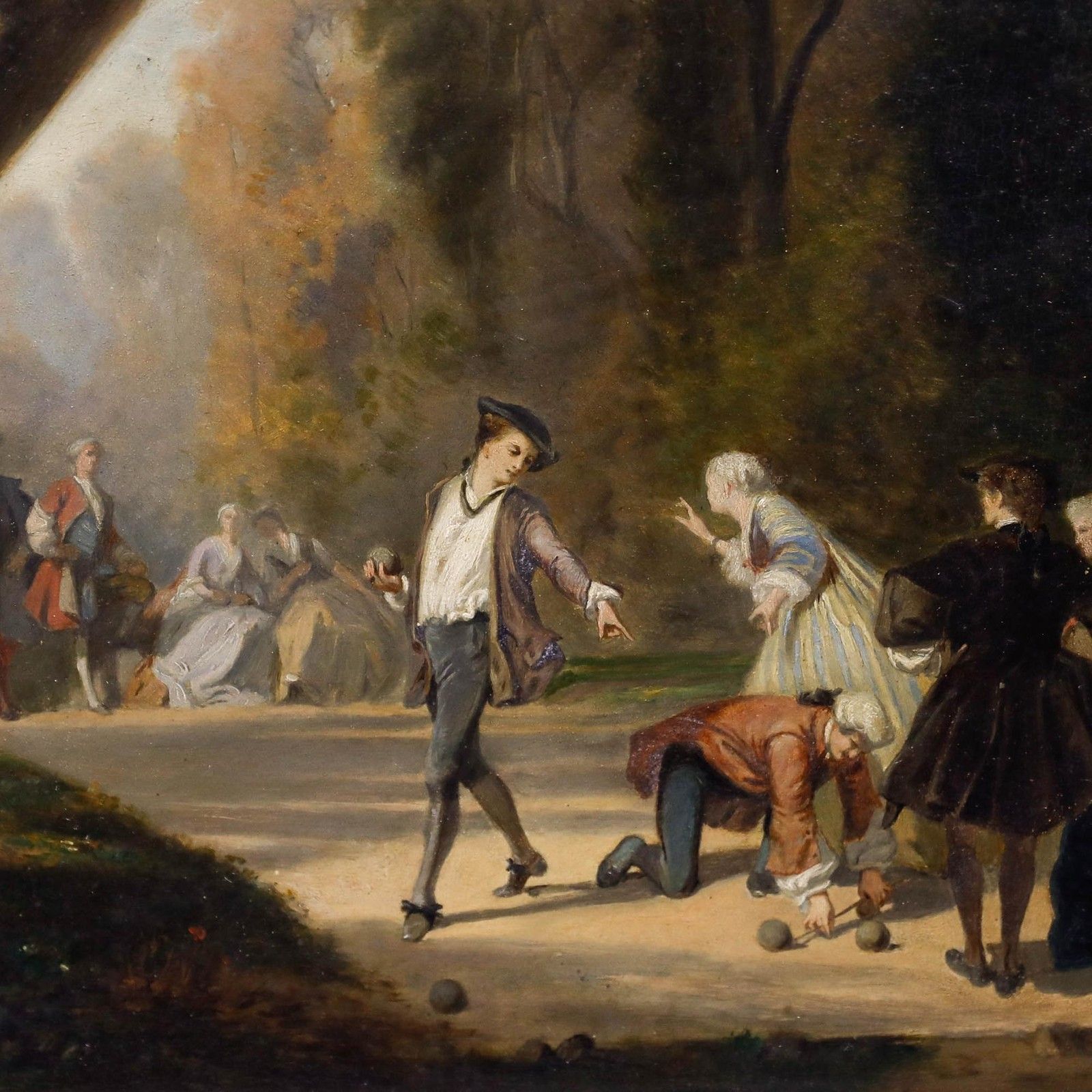 19th Century Oil A Game Of Boules photo Art
