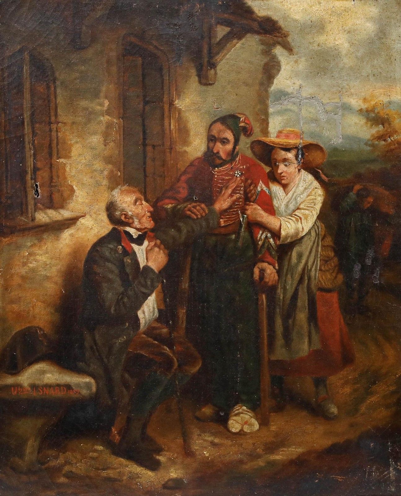 Ulysse Isnard For Restoration 1858 Oil, A Military Meeting photo furniture