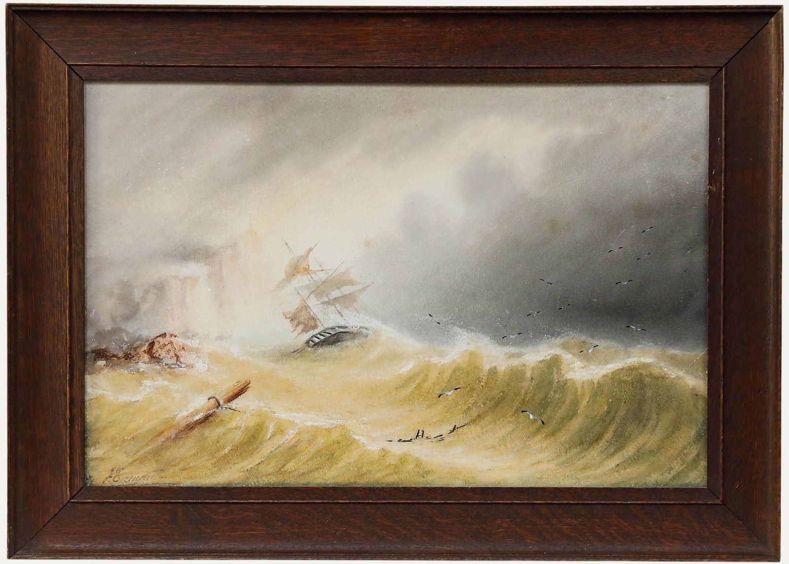 Joseph Eaman (1853 1907) Framed Watercolour, Ship Near Flamborough Head