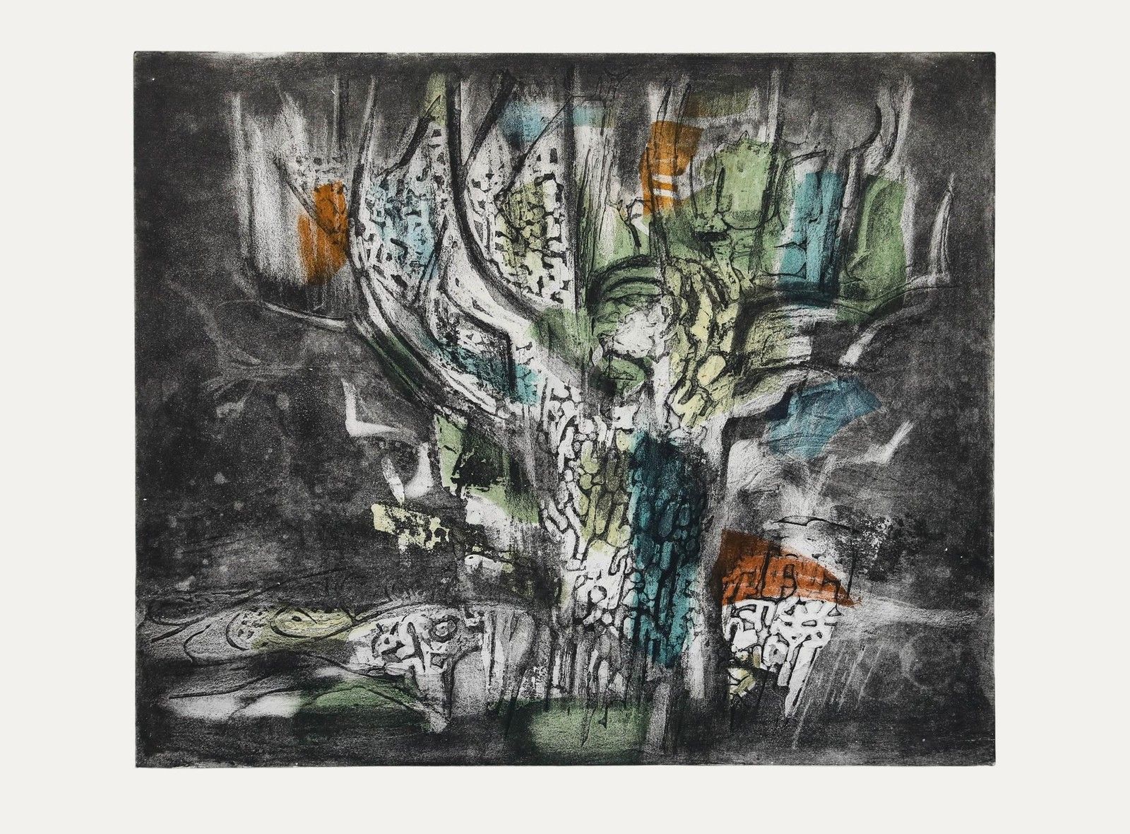 Betty Connal Peebles (1935 1999) Collagraph, Silhouettes Nocturnes