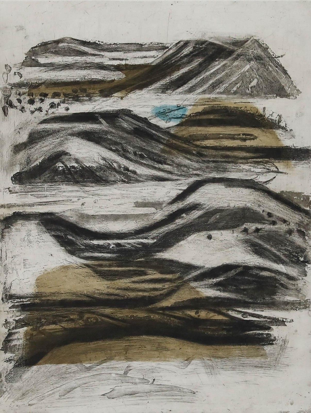 Betty Connal Peebles (1935 1999) 20th Century Collagraph, Abstract Mountains photo furniture