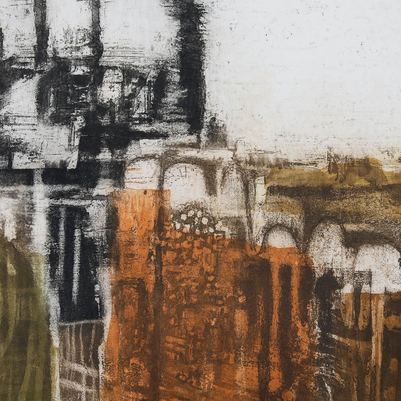 Betty Connal Peebles (1935 1999) 20th Century Collagraph, Structure Aux Champs photo Art