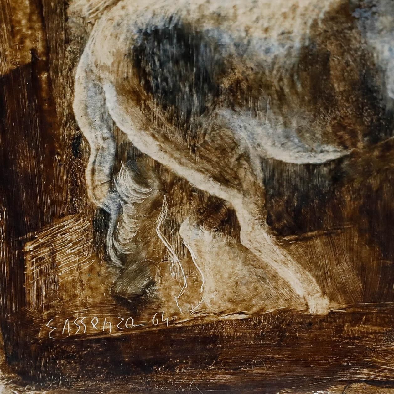 E. Assenza 1964 Acrylic, White Horse photo vinterior