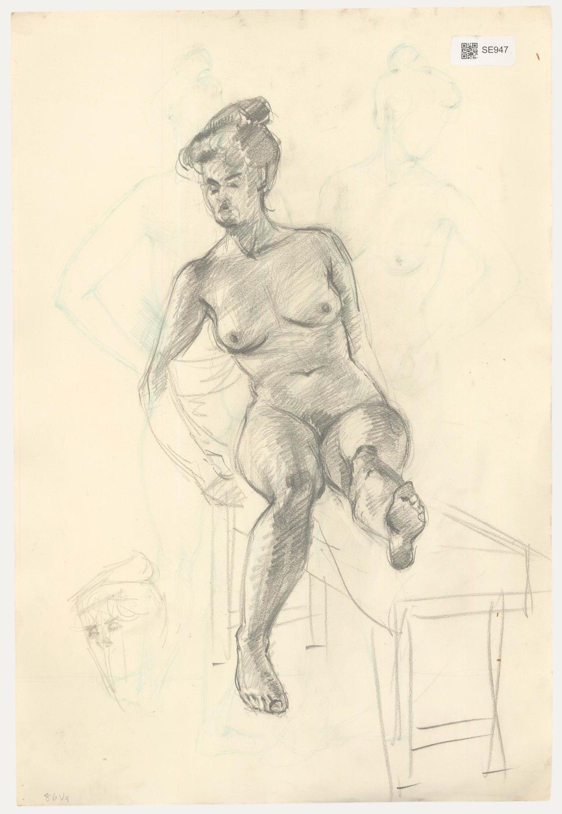 E.P. Clapholt Mid 20th Century Pen And Ink Drawing, Angles Of The Nude Model photo for sale