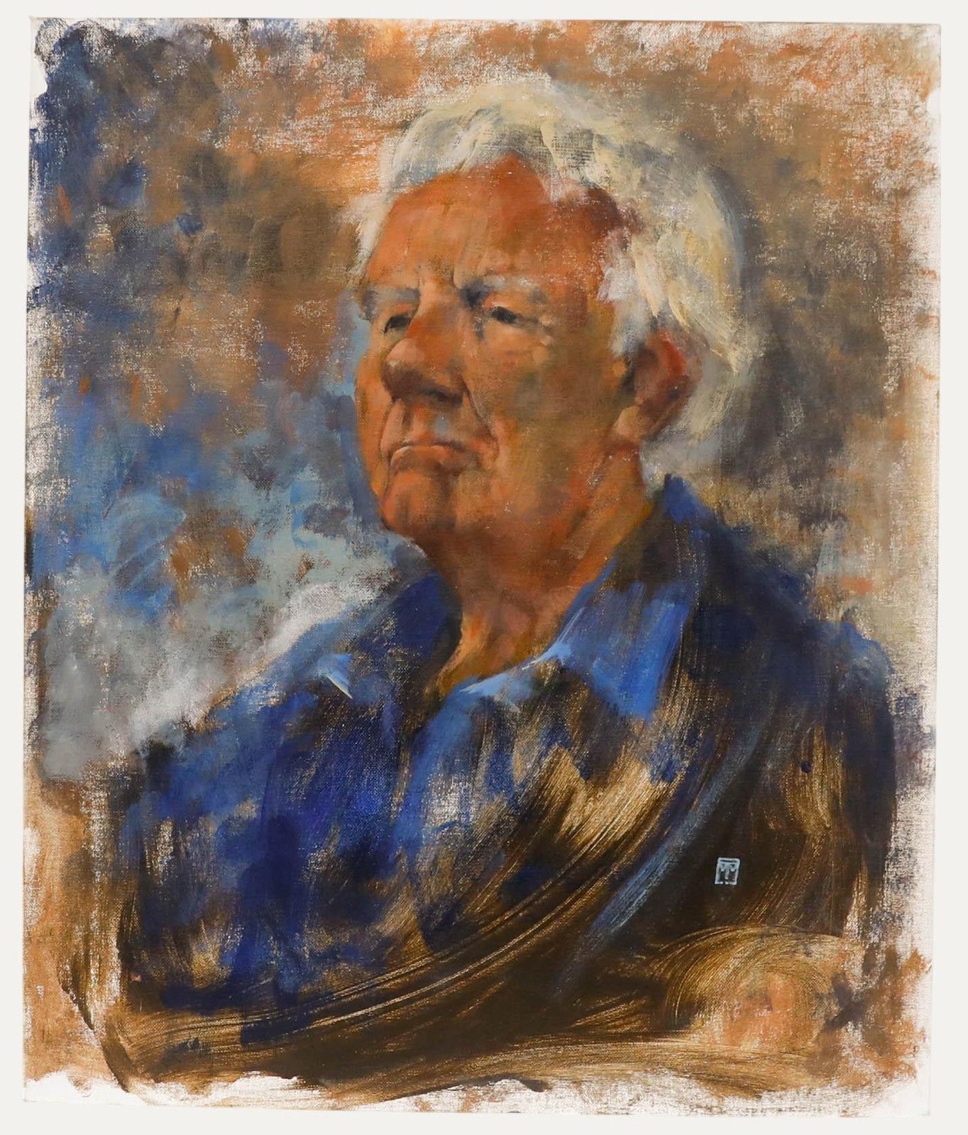 Wendy Trinder (1942 2020) 20th Century Oil, Portrait Of A Man In Blue