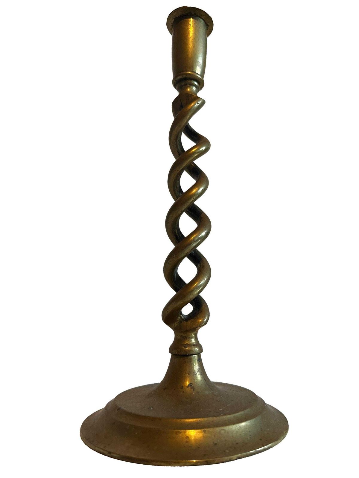 Large Pair Victorian Brass Candlestick Holders   Late 19th Century Open Barley Twist Design photo vinterior
